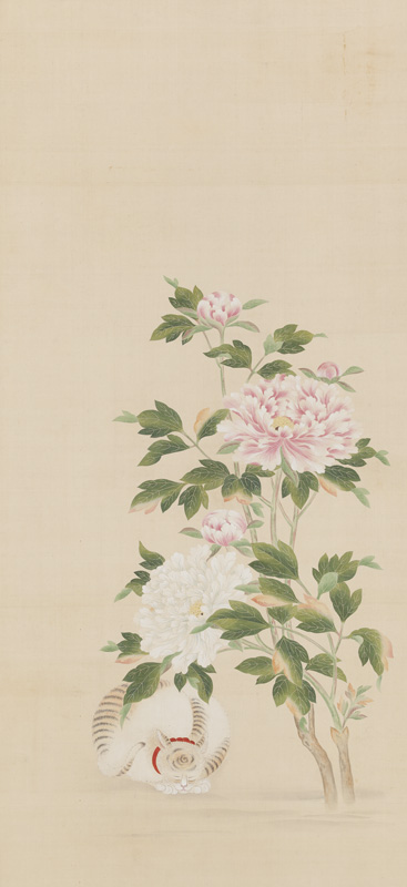 作者不詳（友禅染）
牡丹と猫